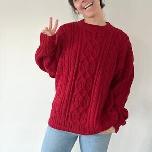 Vintage Knit Red Grandpa Sweater